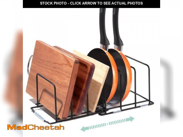 Lot 74-12049040 - Eyskutvjc Cutting Board Organizer, Adjustable Pot and Pan Organizer Rack, Kitchen Cabinet Holder for...