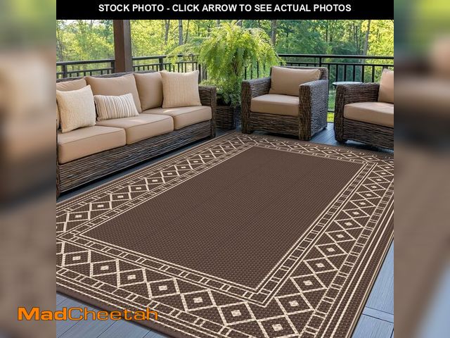 Lot 74-14297364 - GENIMO Outdoor Rug Waterproof for Patio Decor, 5'x8' Reversible Plastic Straw Rug Carpet, Camping Ma...