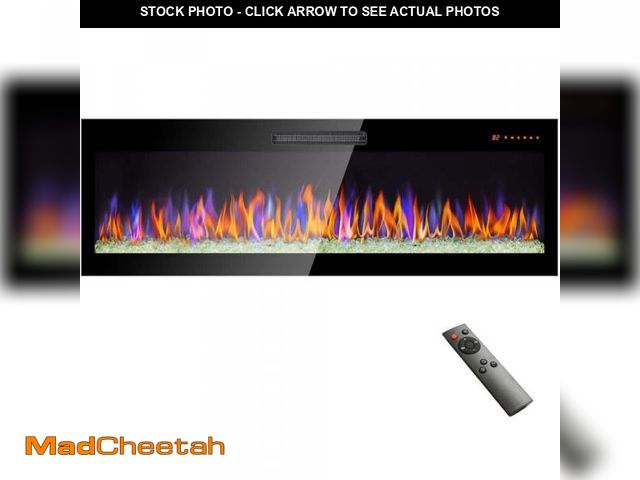 Lot 74-12397366 - ToolCat 60 in. W x 18.6 in. H Wall Mounted Ultra Electric Fireplace Insert with Remote,Thin Tempered...