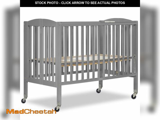 Lot 74-13091449 - Dream On Me Folding Full-Size Convenience Baby Crib, Steel Grey, GreenGuard Gold &amp; JPMA, Portabl...
