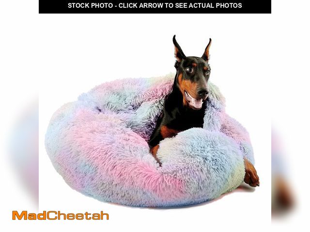Lot 74-14060316 - Himax Dog Beds for Large Dogs, Donut Dogs Beds with Blanket Attached, Calming Round Dog Bed Washable...