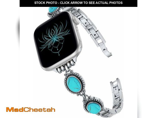 Lot 74-13952519 - Moolia Turquoise Stone Bracelet Compatible with Apple Watch Band 42/41/40/38mm Women Metal Handmade ...