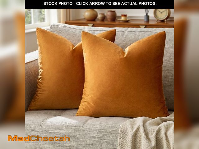 Lot 74-13543411 - GIGIZAZA Decorative Couch Throw Pillow Covers,Set of 2 Burnt Orange Square Pillow Cushion Covers 24x...