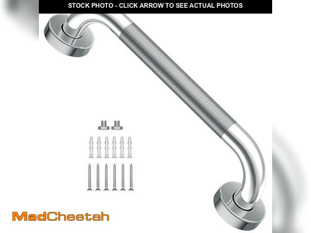 Lot 74-14055374 - 12 Inch Anti Slip Shower Grab Bar, YuanDe Chrome Finish Stainless Steel Bath Grab Bar, Knurled Bathr...