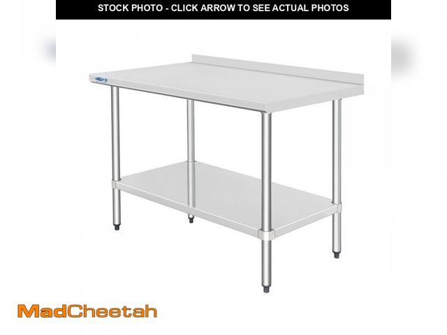 Lot 74-12254719 - HARDURA Stainless Steel Table with backsplash 30 x 48 Inches Kitchen Prep Table Heavy Duty Stainless...