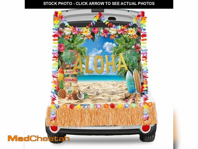Lot 74-12704546 - Panelee 4 Pcs Hawiian Trunk or Treat Aloha Car Decorations Kit Halloween Themed Design Car Archway G...