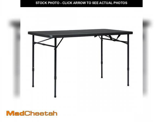 Lot 74-12422741 - Mainstays 4 Foot Fold-in-Half Adjustable Folding Table, Rich Black - USED