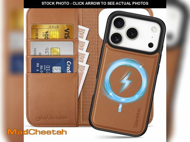 Lot 74-14588876 - SHIELDON Removable Leather Case Wallet for iPhone 17 Pro 6.3", Saddle Brown - UNUSED