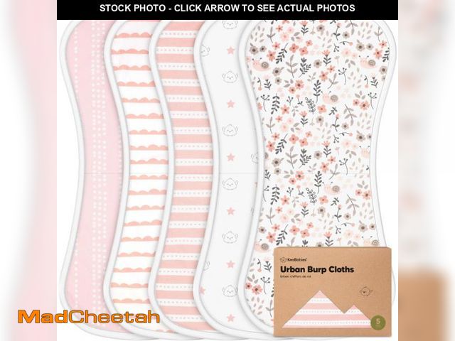 Lot 74-12311185 - Organic Burp Cloths Baby Boy &amp; Girl - 5-Pack Super Absorbent Cotton Burping Cloths for Babies, S...