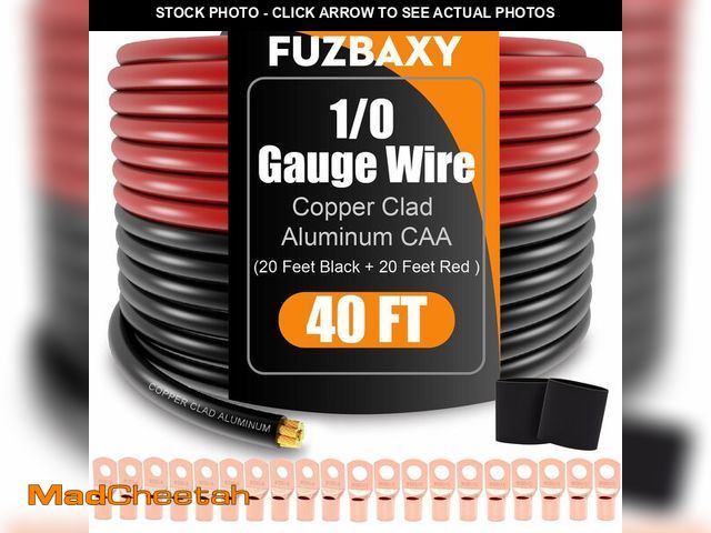 Lot 74-12698431 - AWG 0 Gauge Wire (20Feet Black+20Feet Red) Copper Clad Aluminum,0 Gauge Battery Cable Wire Power Gro...