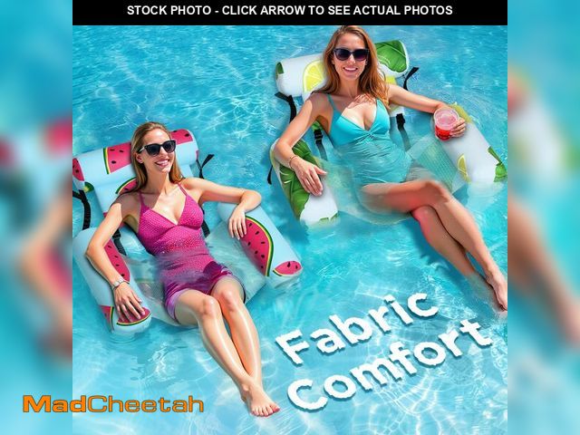 Lot 74-13714970 - Funscape Pool Floats Chairs Adult, 2 Packs Heavy Duty Inflatable Swimming Pool Lounges, Fabric Float...