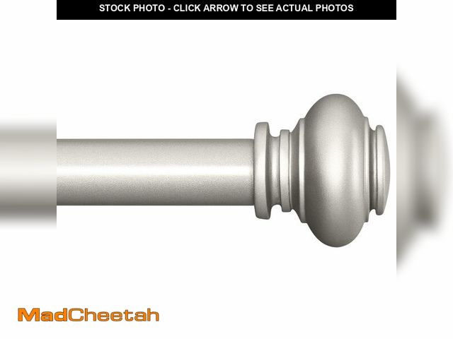 Lot 74-13548381 - SIMEWIN Silver Curtain Rods for Windows 66 to 120 Inches Adjustable Decorative 1 Inch Diameter Singl...