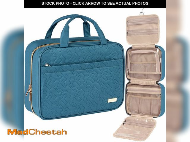 Lot 74-14337720 - NISHEL Travel Toiletry Bag for women, Portable Hanging Organizer for Full-Sized Shampoo, Conditioner...