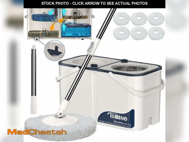 Lot 74-14434602 - Tsmine Mop Bucket, 4-Chamber Separates Clean &amp; Dirty Water, 6 Refills Included - UNUSED