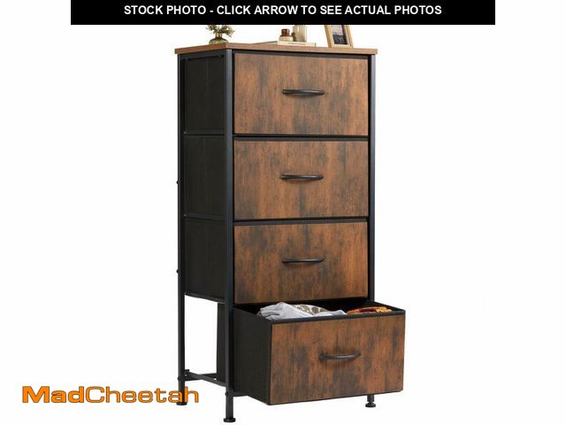 Lot 74-13786213 - Sweetcrispy 4 Drawer Dresser, Fabric Storage Tower Organizer with Sturdy Steel Frame and Wood Top, E...
