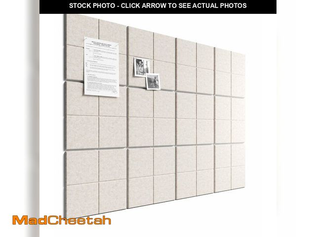 Lot 74-13948231 - Bumusty Large Felt Bulletin Board, 36" x 24" Cork Board Alternative, 6-Pack Wall Tiles with 4-Compar...
