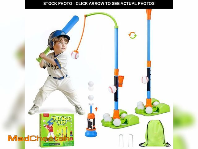 Lot 74-14060933 - JoyCat 3-in-1 T Ball Set for Kids 3-5,Toddler Baseball Set-T Ball Stand,Hanging Tee,Auto Launcher,6 ...