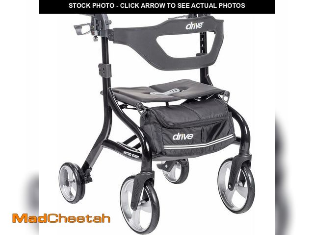 Lot 74-13086894 - Drive Medical Nitro Sprint Foldable Rollator Walker with Seat, Standard Height Lightweight Rollator ...