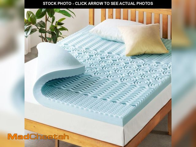Lot 74-14305768 - Mellow 4 Inch 5-Zone Memory Foam Mattress Topper, Cooling Gel Infusion, Dorm Essentials, Twin XL Blu...