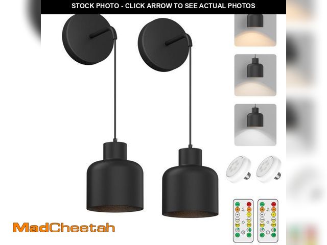 Lot 74-12303337 - Aoceley 2-Pack Battery Operated Hanging Wall Sconces,3000K-6000K Indoor Non-Hardwired Dimmable Wall ...