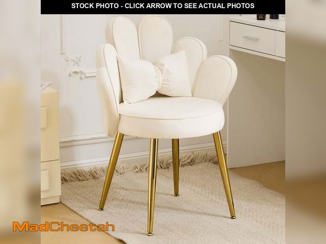 Lot 74-12834134 - Ktaxon Vanity Makeup Chair Comfy Accent Chair Small Office Chair with Flower Back and Lumbar Pillow ...