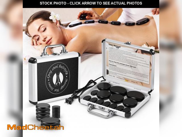 Lot 74-12312941 - SLIMSTY Hot Stones Massage Set, 14Pcs Basalt Portable Stone Kit With Warmer, Professional Rocks for ...