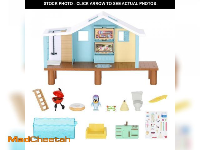 Lot 74-12382781 - Bluey Beach Cabin Playset, with Exclusive Figure with Goggles. Includes 10 Play Pieces and Sticker S...