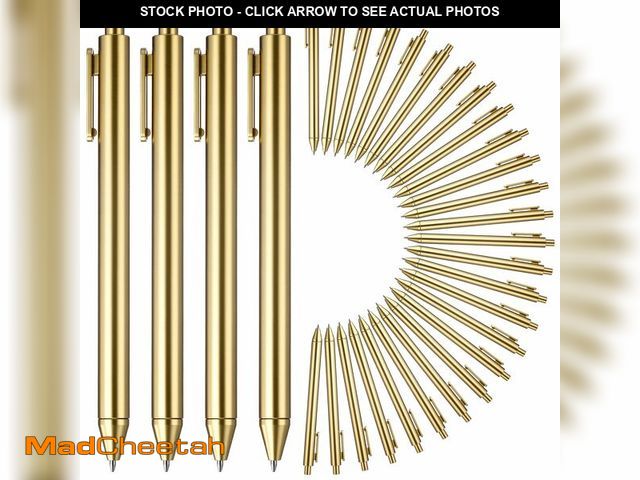 Lot 74-14052557 - Sayglossy 300 Pcs Gold Slim Ballpoint Pens Bulk Golden Retractable Black Ink Medium Point (0.5mm) Pl...
