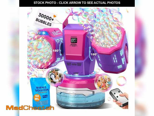 Lot 74-14384518 - Rechargeable Bubble Machine with RGB Lights: 30,000 Bubbles/Min Storm, Auto 360ÃÂ° Rotation, Batter...