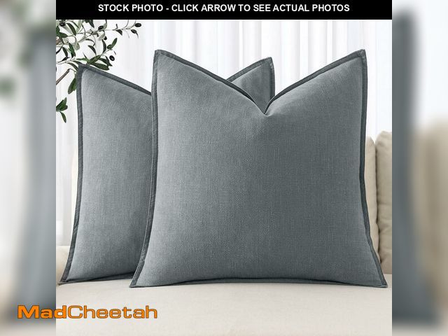 Lot 74-13546037 - MIULEE Decorative Linen Pillow Covers 18x18 Inch Gray Ã¢â¬â¹Boho FarmhouseÃ¢â¬â¹ Ã¢â¬â¹Neutral...