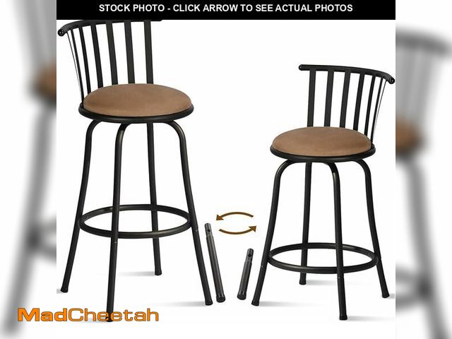 Lot 74-13674504 - FurnitureR Adjustable Classic Barstools Set of 2, Country Style Bar Chairs with Back and Footrest Sw...