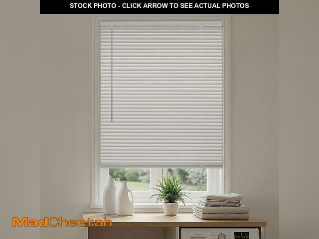 Lot 74-14613504 - DEZ FURNISHINGS Premium Cordless 1" Room Darkening Vinyl Mini Blinds, 55" W x 64" H, White - UNUSED