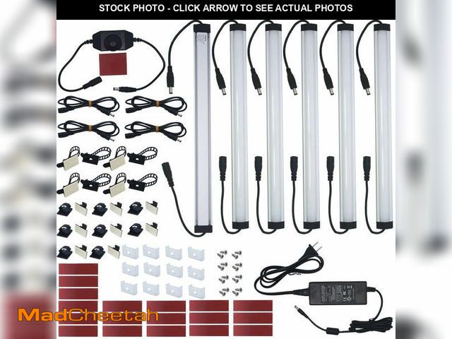 Lot 74-14154177 - Under Cabinet LED Lighting Kit Plug in or Hardwired, 6 pcs 12 Inches Light Strips, 2000 Lumen, Super...