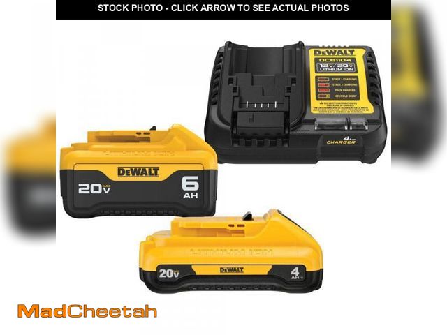 Lot 74-11825705 - DEWALT 20V MAX Lithium-Ion 6.0Ah and 4.0Ah Battery and Charger Starter Kit - UNUSED