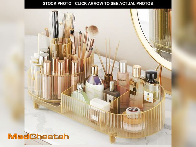 Lot 74-13547931 - Rotating Makeup Organizer for Vanity with Brush Holder, Cosmetic Makeup Storage Organizer, Large Spi...