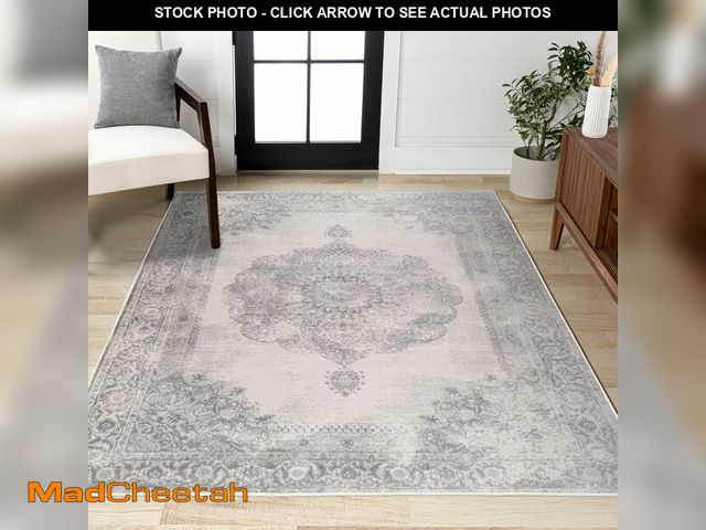 Lot 74-12760243 - JONATHAN Y Rosalia Cottage Medallion Gray/Ivory Indoor Area Rug, 3x5, Vintage, Bohemian, Easy-Cleani...