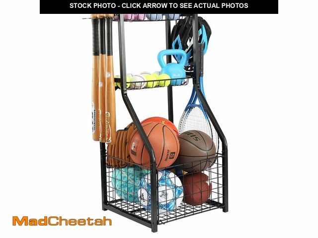 Lot 74-14387267 - YueTong Sports Equipment Organizer for Garage Organization,Ball Storage With Basketball Holder and B...