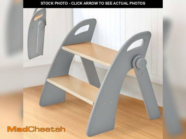 Lot 74-14152203 - Reeple Wooden 2 Step Stool for Toddlers, Foldable 2-Step with Non-Slip Pads and Handles, Bamboo Step...