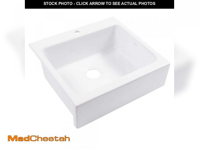 Lot 74-12365525 - SINKOLOGY Josephine 26 in. 1-Hole Quick-Fit Farmhouse Apron Front Drop-in Single Bowl Crisp White Fi...