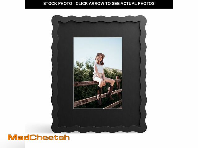 Lot 74-14273118 - THKRLOF 8x10 Picture Frame with Mat for 5x7, Wavy Edge Wooden Real Glass Photo Frame for Tabletop an...