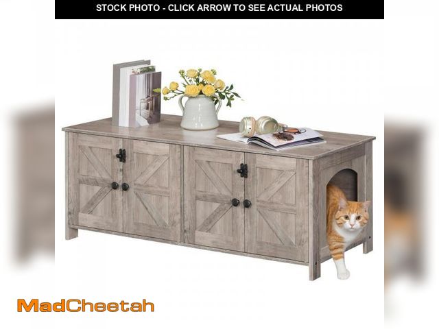 Lot 74-12522009 - *SEE DETAILS* HOOBRO Cat Litter Box Enclosure for 2 Cats, Hidden Litter Box Furniture, 47.2 x 17.7 x...