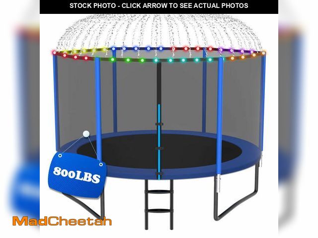Lot 74-14219634 - Cochan 8FT Trampoline with Net for 2-3 Kids, Heavy Duty Outdoor Trampoline with Sprinkler and Lights...