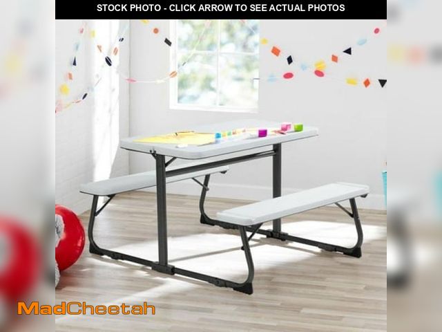 Lot 74-12405291 - Your Zone Folding Kid S Picnic Activity Table for Ages 3-8  White - UNUSED