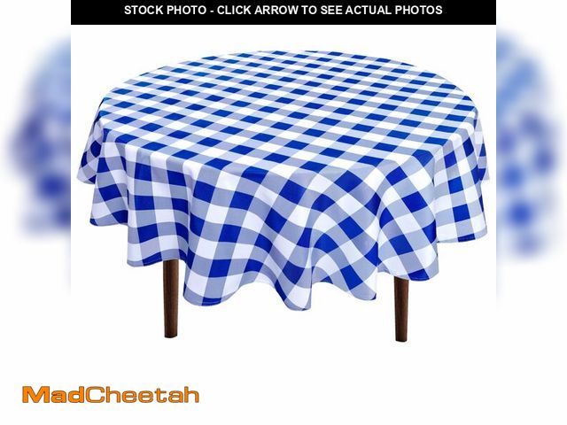 Lot 74-14148350 - Hiasan Checkered Round Tablecloth 120 Inch - Waterproof Stain and Wrinkle Resistant Washable Fabric ...