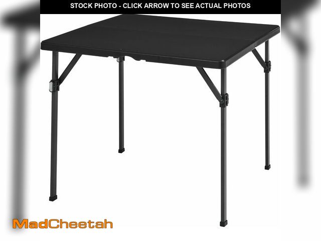 Lot 74-13733564 - Basics 34 inch Portable Sturdy Folding Dining Table with Carrying Handle, Space Saving Storage, Squa...