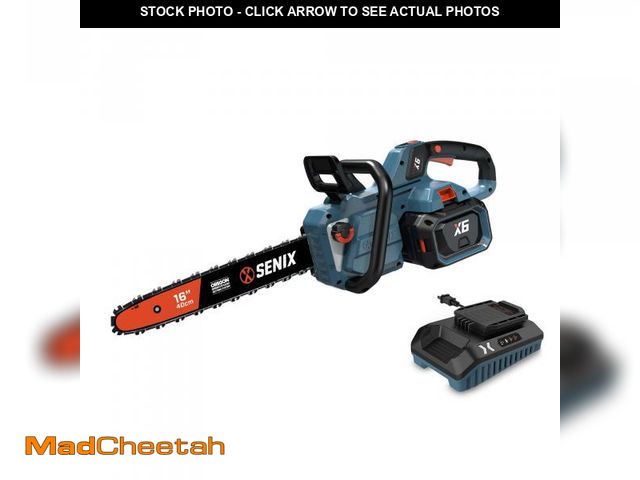 Lot 74-12158895 - SENIX 58V Cordless Brushless Chainsaw, 14-inch Oregon Bar and Chain ,Tool Only, CSX5-M-0 - UNUSED