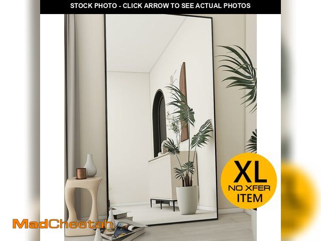 Lot 74-12694874 - Koonmi Large Mirror Full Length 34"x76", Floor Body Mirror with Stand, Metal Frame Wall-Mounted Vani...