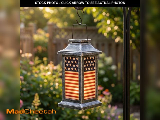 Lot 74-14267459 - Garden Decorative Solar Lanterns Outdoor Waterproof Hanging Lamp,American Flag Independence Day Nati...