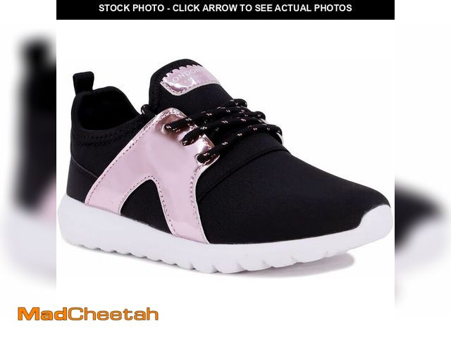 Lot 74-13764464 - LONDON FOG Unisex Angel Lane Metallic Fashion Sneaker Lace-Up Athletic Running Shoe, 2M, Black/Pink ...
