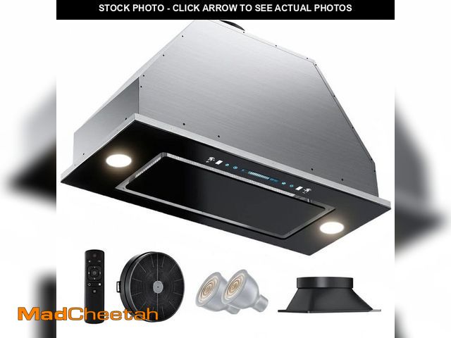 Lot 74-13269383 - HGUOQ 36 in. 400CFM Convertible Ductless to Ducted Insert Range Hood in Stainless Steel with LED Lig...